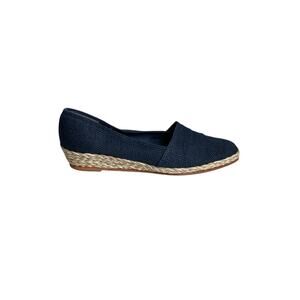Pappagallo Women's Navy Blue Woven Espadrille Wedge Shoes Size 9.5M Coastal